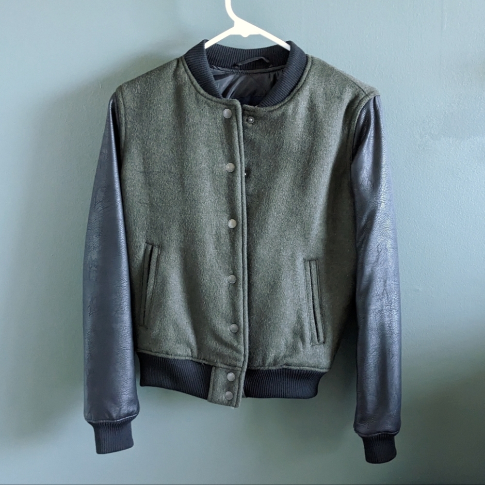 Green and Black Varsity Jacket American Eagle